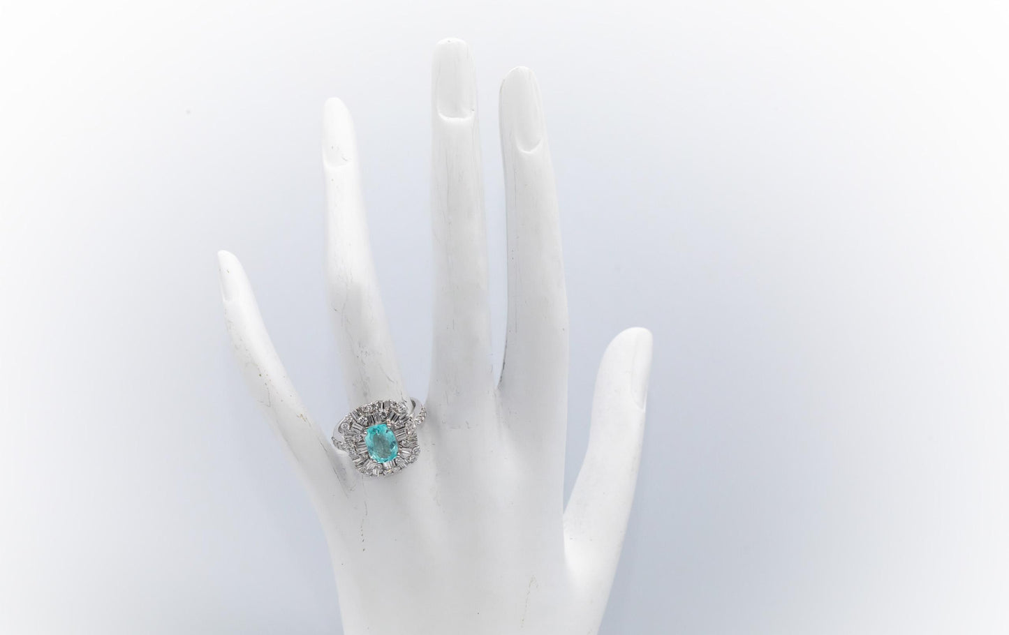 GIA Certified 18k White Gold Paraiba Tourmaline & Diamond Ring 2.85CTW Size 7
