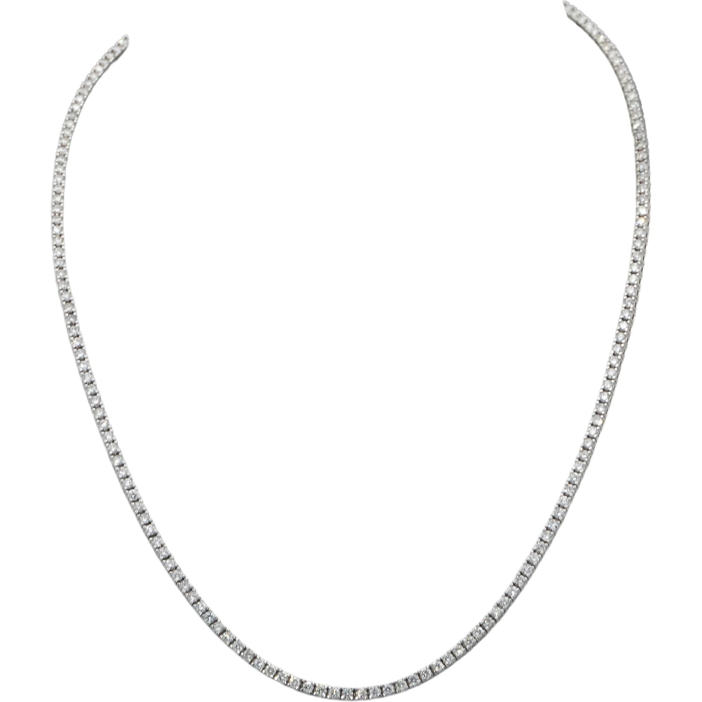 18k White Gold Round Diamond Tennis Necklace 4.40CT