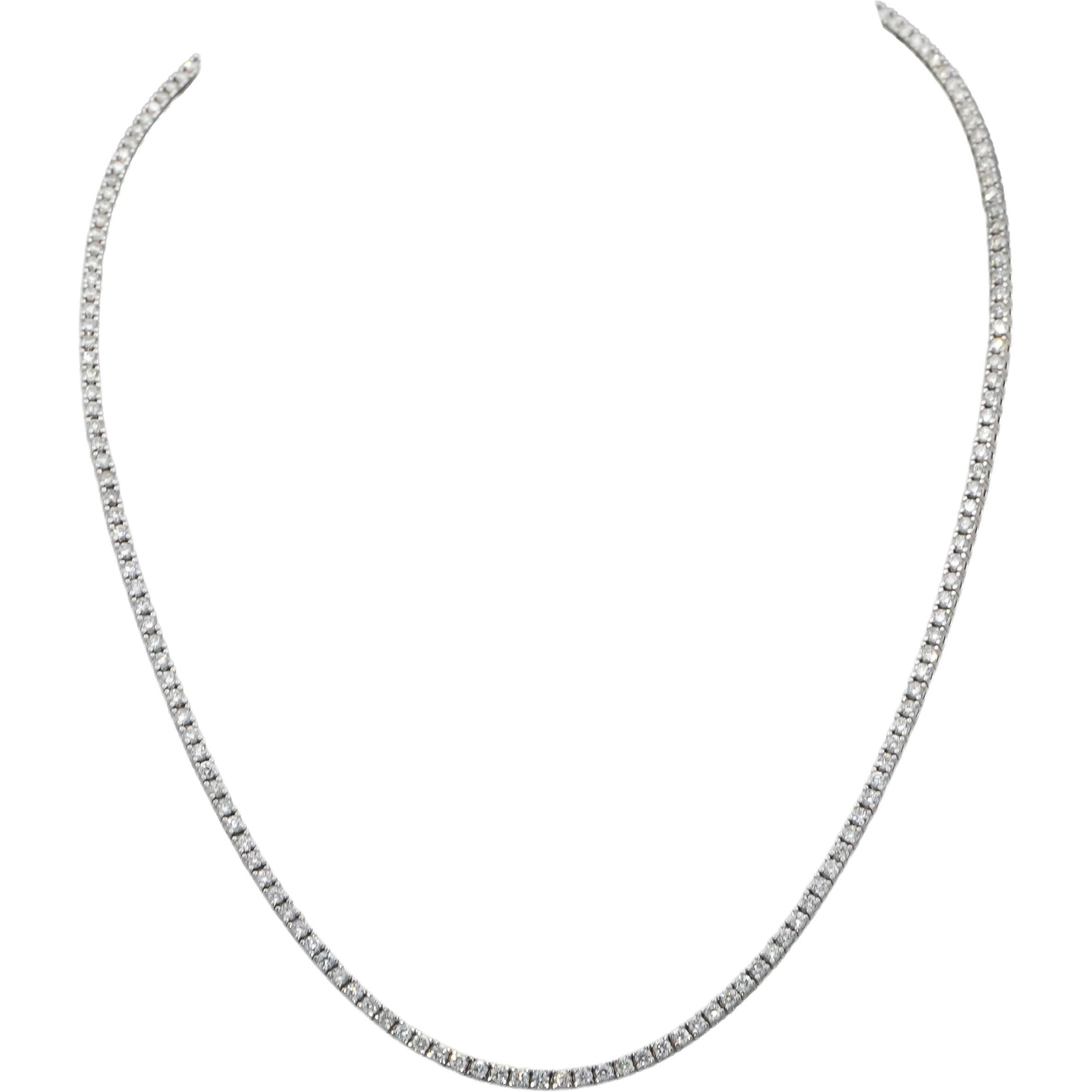 18k White Gold Round Diamond Tennis Necklace 4.40CT