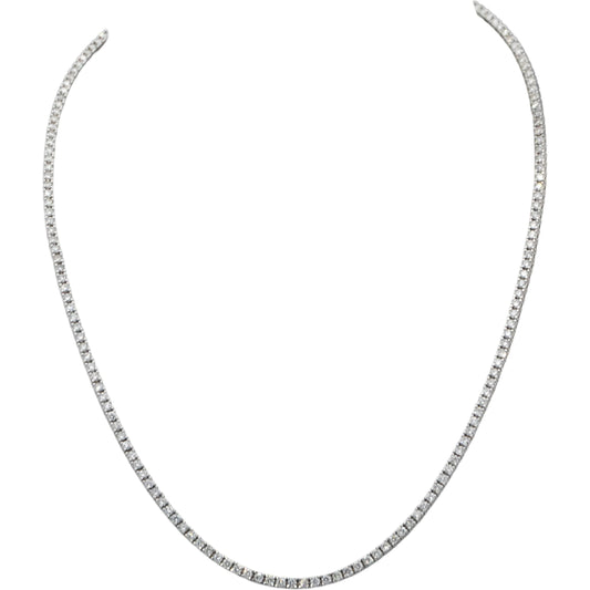 18k White Gold Round Diamond Tennis Necklace 4.40CT