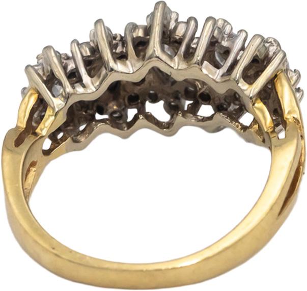 14k Yellow & White Gold Round and Marquise Diamond Cocktail Ring 1.0CT Size 6.5