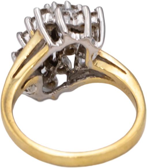 14k Yellow & White Gold Round Diamond Cluster Cocktail Ring 0.75CT Size 6