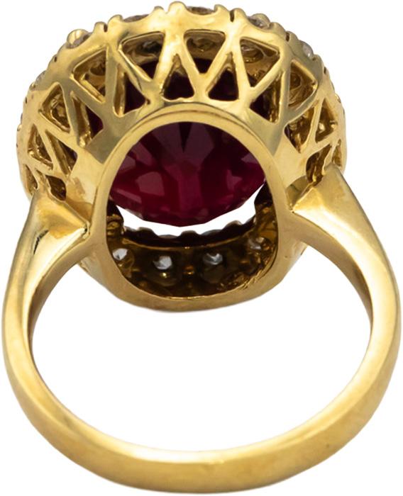 GIA Certified 14k Gold Oval Manufactured Ruby & Round Diamond Ring 13.25CT Sz 7