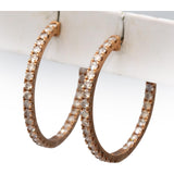 10k Rose Gold Round Diamond Inside Out Hoop Earrings 5.0CT