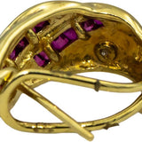 14k Yellow Gold Baguette Cut Ruby Round Diamond Earrings 1.04CTW