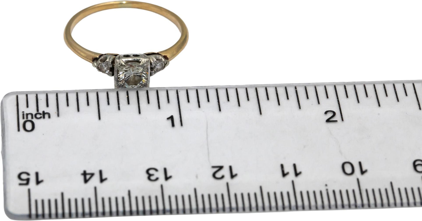 14k Yellow & White Gold Diamond Engagement Ring .50CT w/ 0.44CT Center Size 7.75