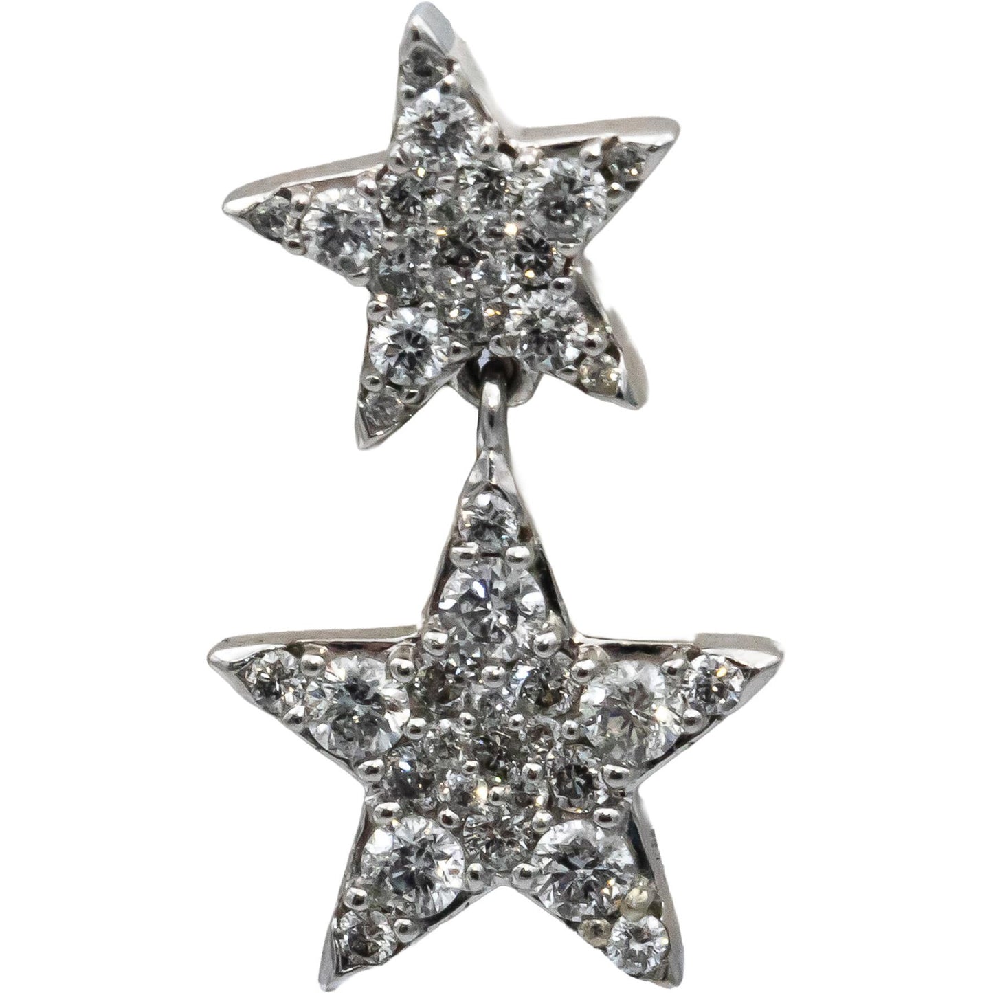 10k White Gold Round Diamond Cluster Drop Dangle Star Earrings 1.0CT