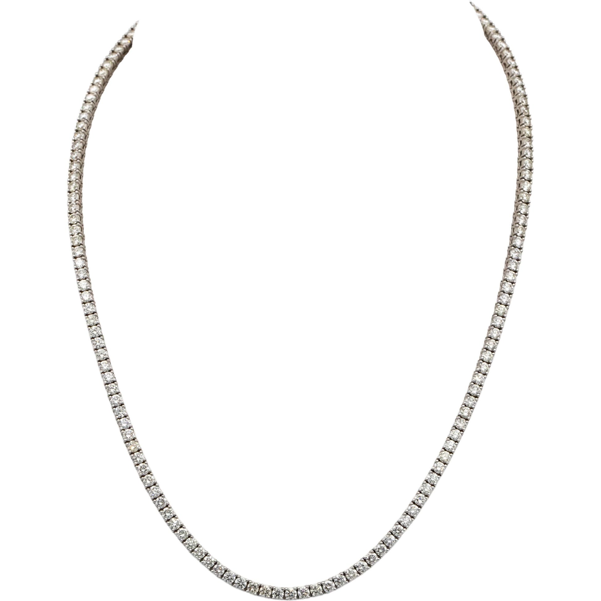 18k White Gold VS Round Diamond Tennis Necklace 10.01CT