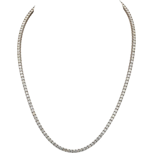 18k White Gold VS Round Diamond Tennis Necklace 10.01CT