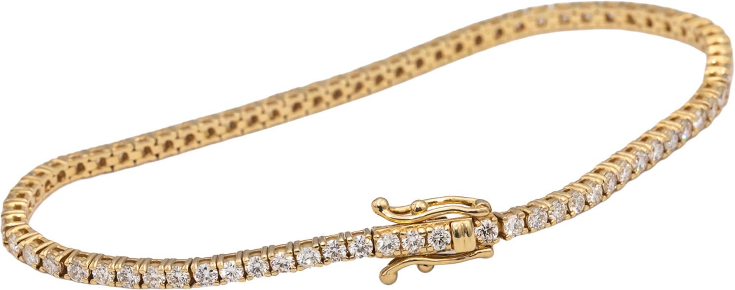 14k Yellow Gold VS Round Diamond Tennis Bracelet 2.95CT