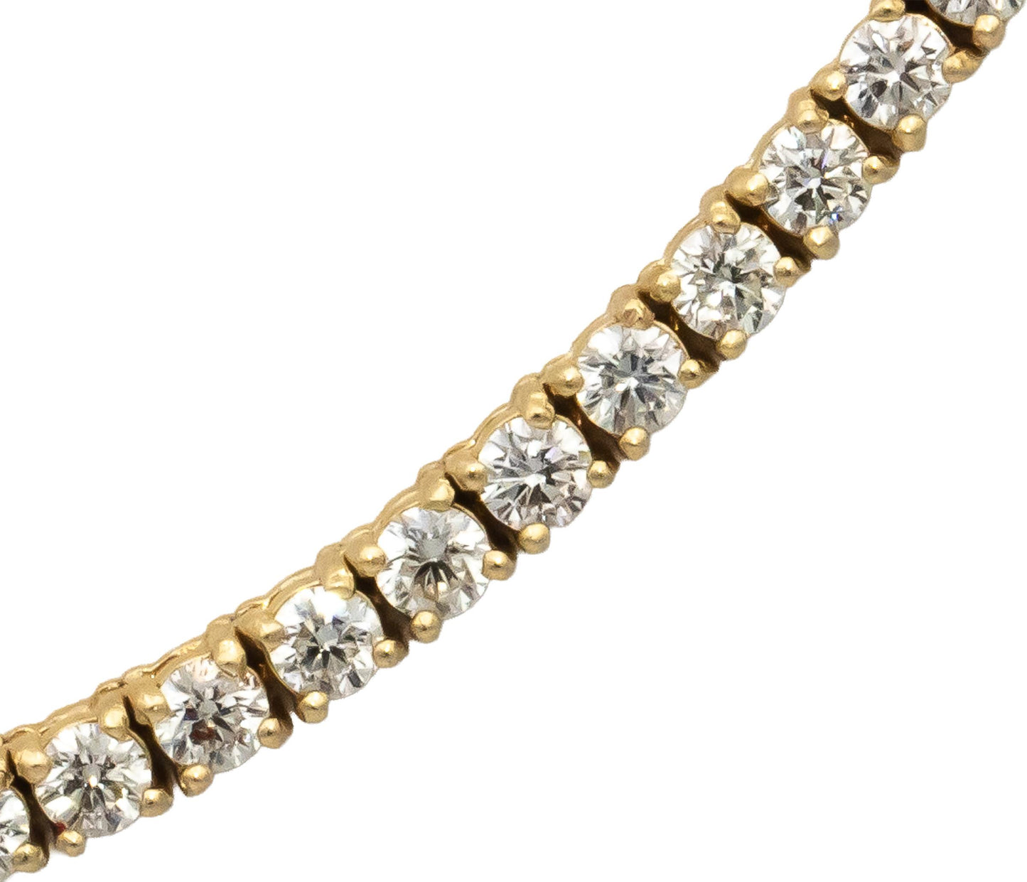 14k Yellow Gold VS Round Diamond Tennis Necklace 7.70CT