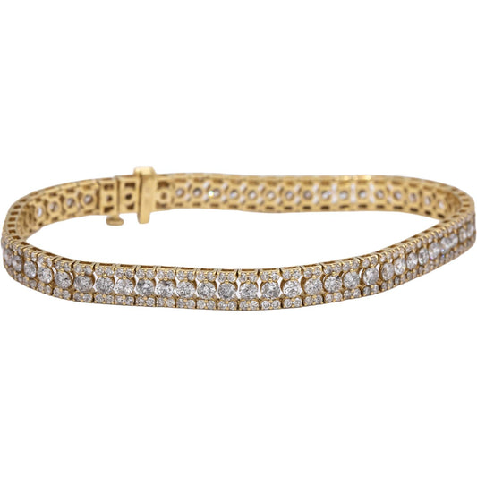 10k Yellow Gold Round Diamond Tennis Line Bracelet 6.0CT