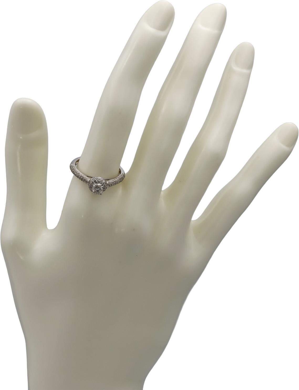 14k White Gold Round Diamond Halo Engagement Ring 0.50CT Size 7