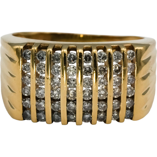 10k Yellow Gold Round Channel Set Diamond Men's Ring 0.75CT Size 10