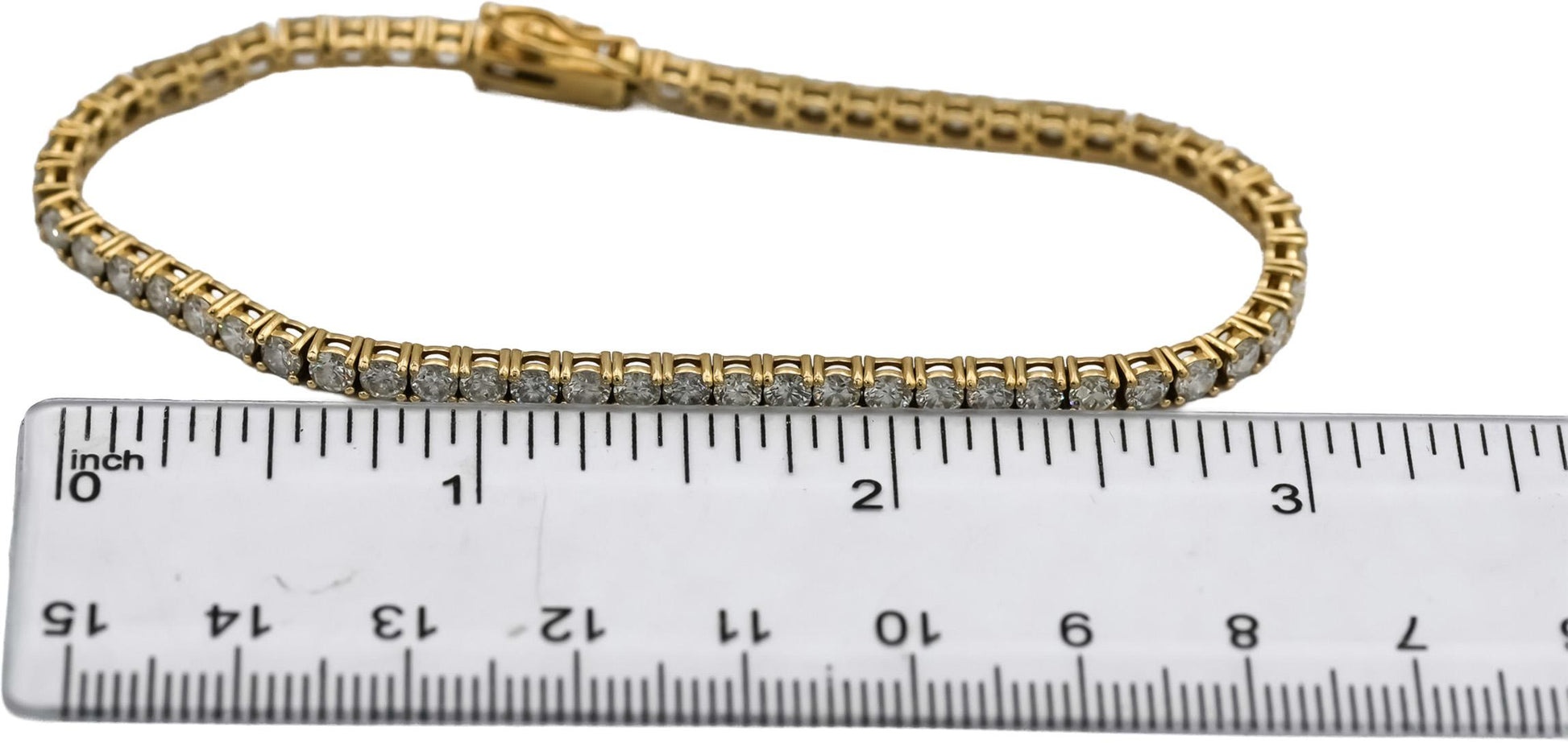 14k Yellow Gold Round Diamond Tennis Bracelet 5.20CT