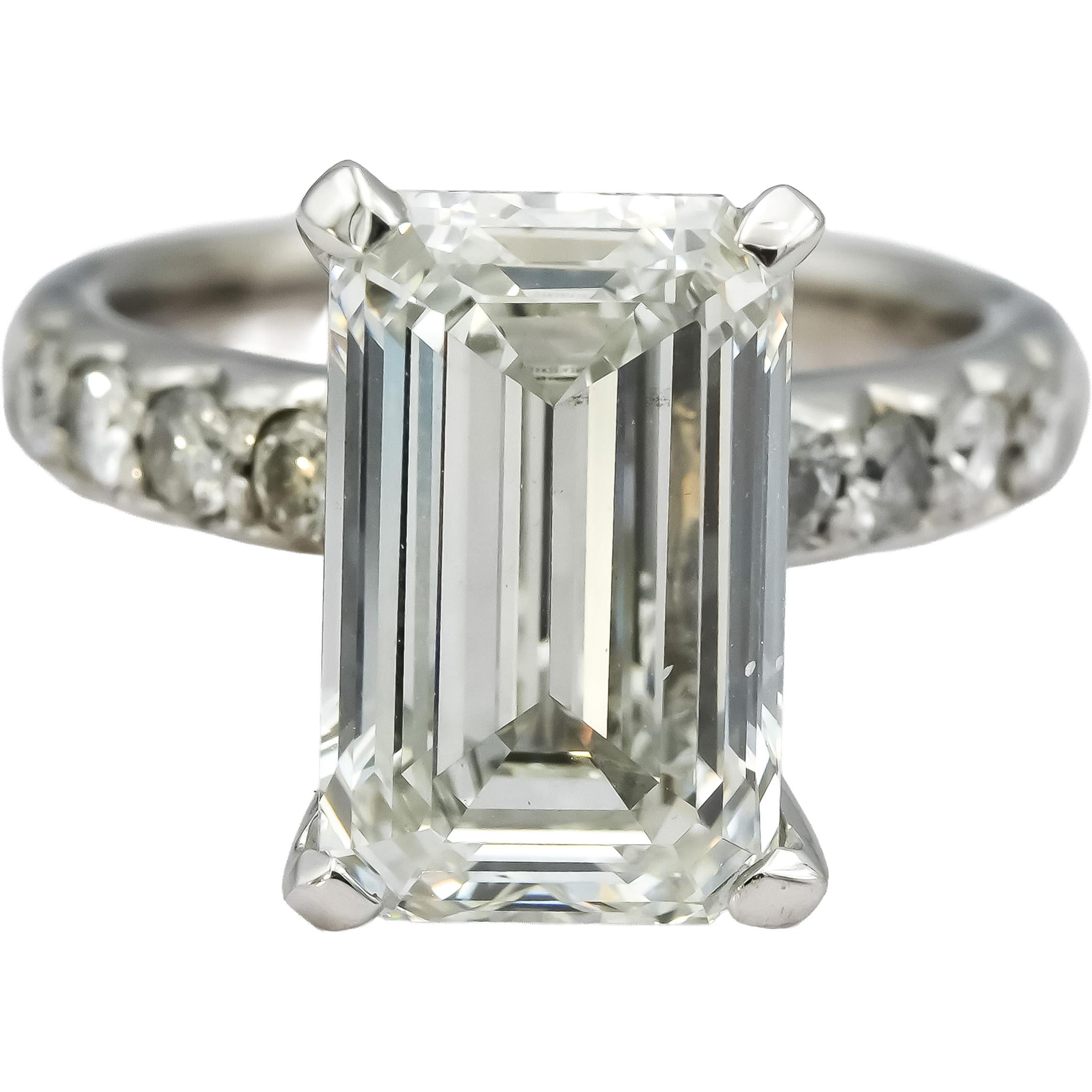 IGI 14k White Gold Lab-Grown Emerald Cut Diamond Ring 7.51CT w/ 7.01CT Center