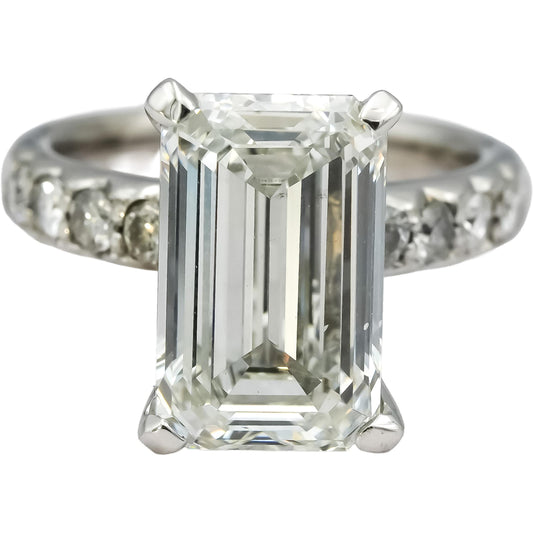 IGI 14k White Gold Lab-Grown Emerald Cut Diamond Ring 7.51CT w/ 7.01CT Center