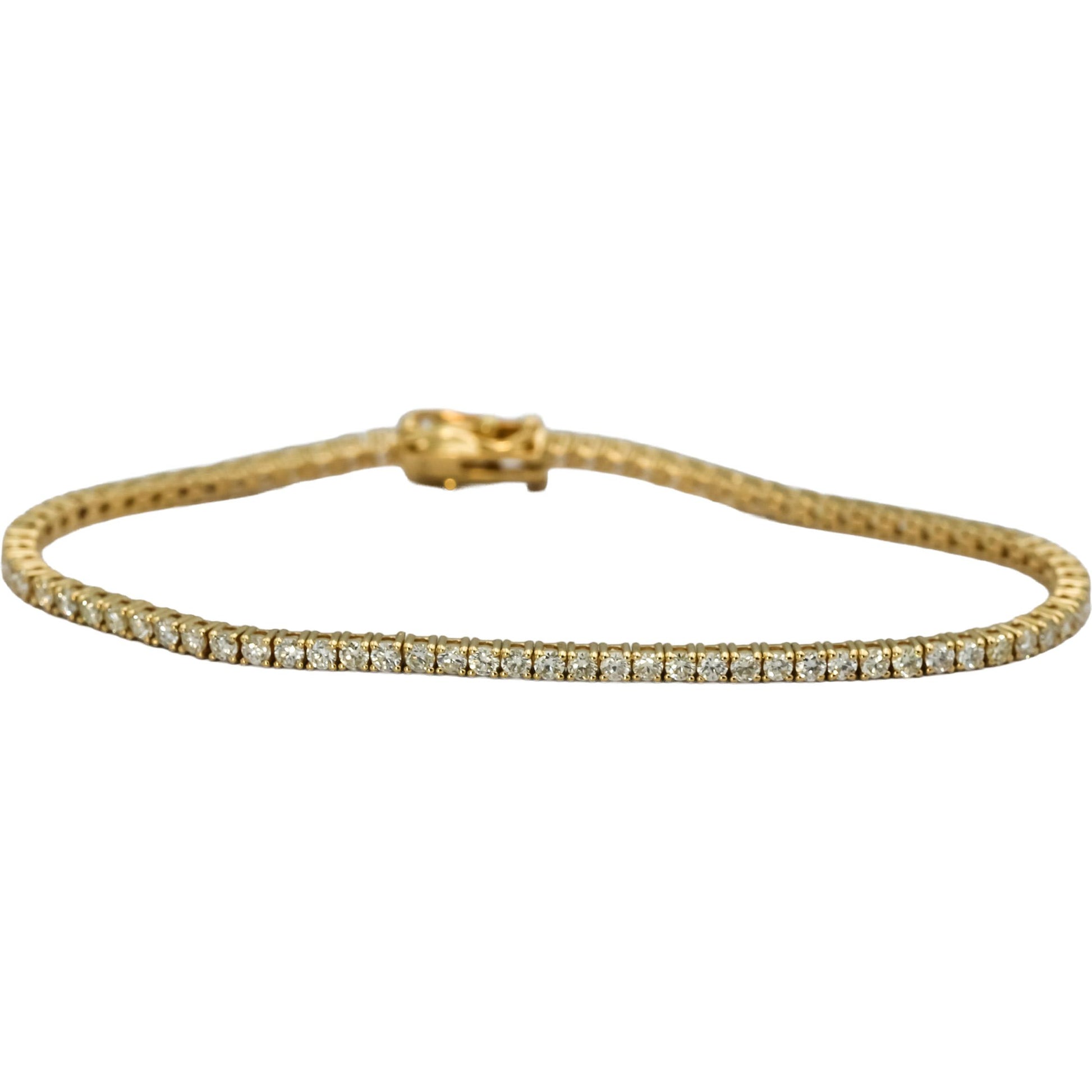 14k Yellow Gold Round Diamond Tennis Bracelet 2.81CT