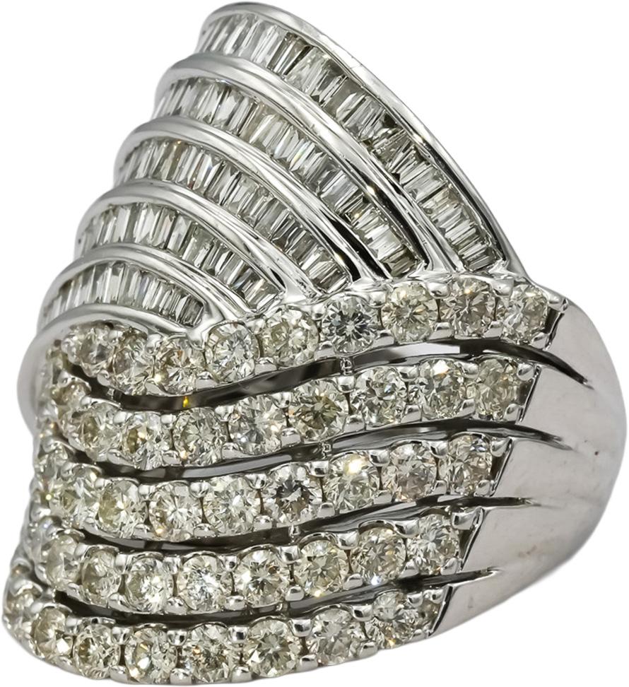 10k White Gold VS Diamond Multi-Row Bypass Ring 5.0CT Size 7.75