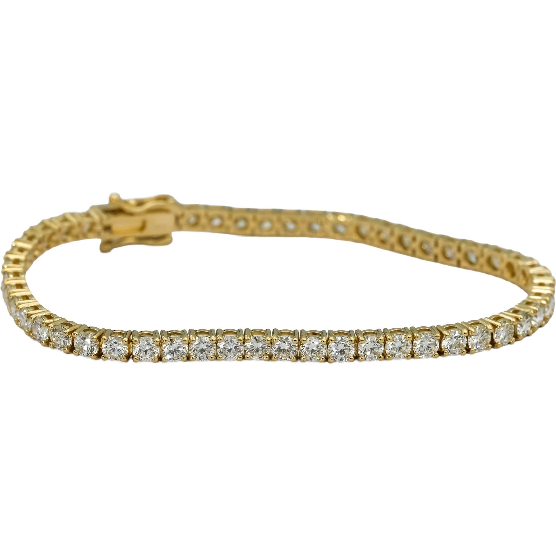 14k Yellow Gold VS Round Diamond Tennis Bracelet 7.19CT