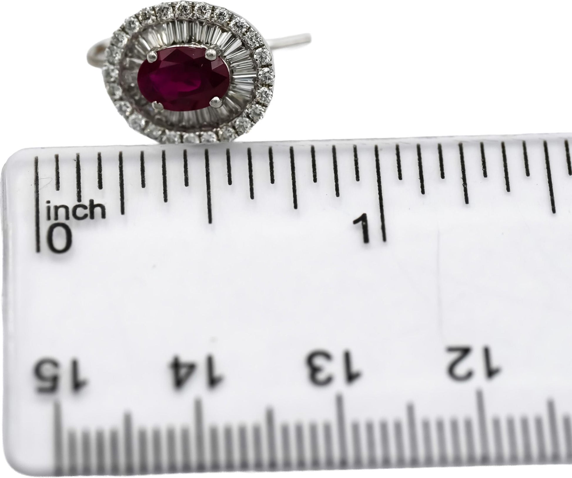 18k White Gold Ruby and VS Diamond Dangle Earrings 3.10CTW