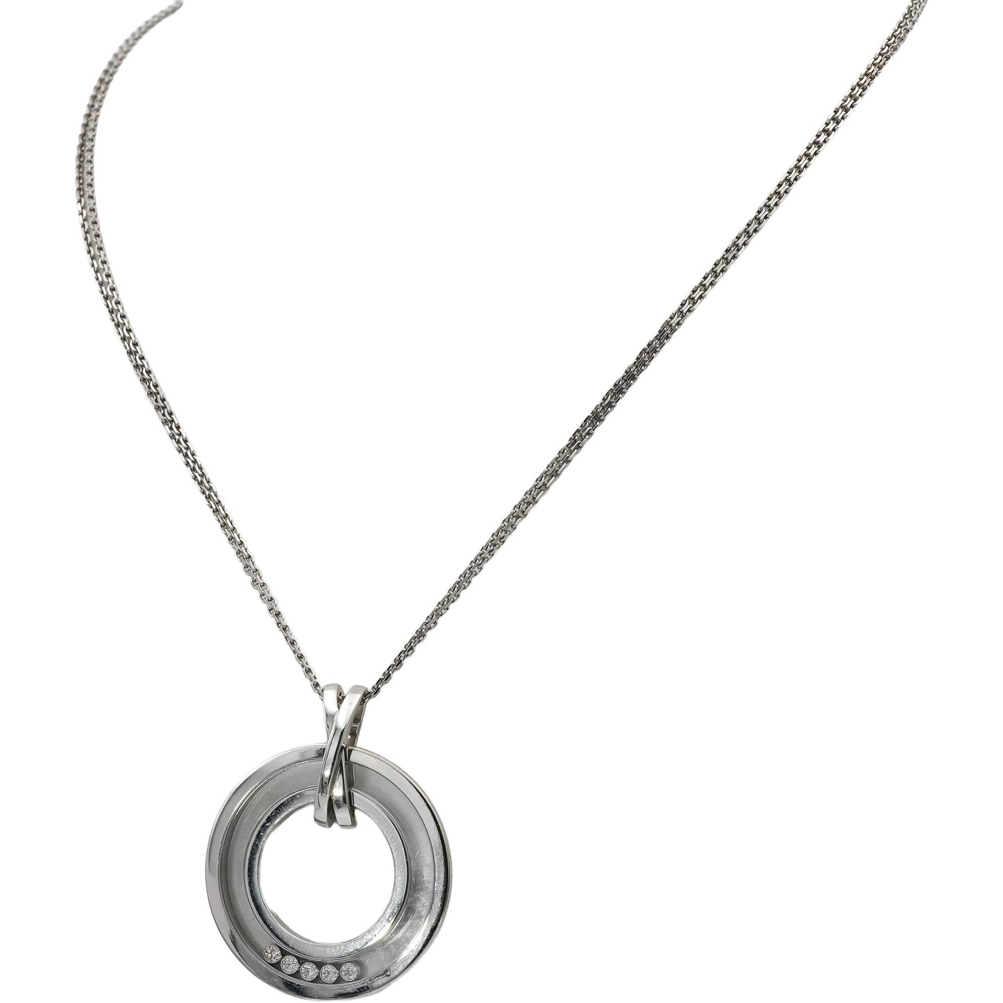 CHOPARD 18k White Gold Happy Diamond Floating Diamond Pendant Necklace