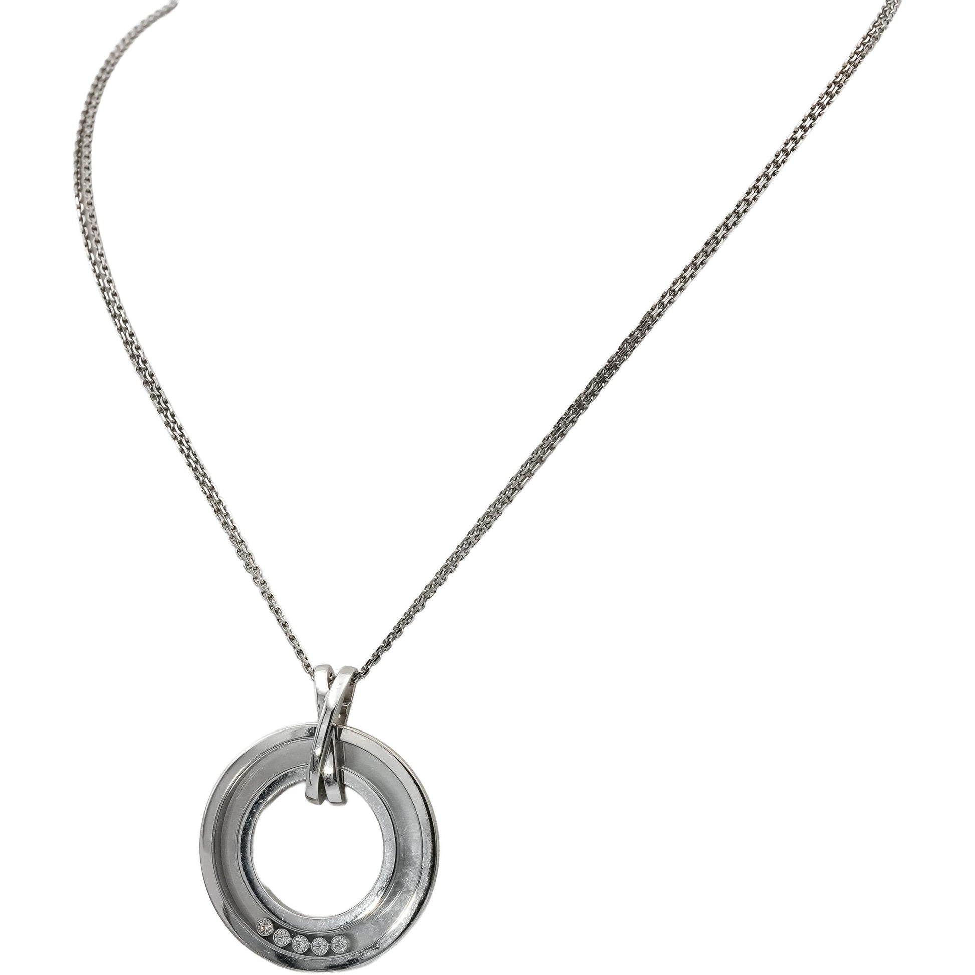 CHOPARD 18k White Gold Happy Diamond Floating Diamond Pendant Necklace