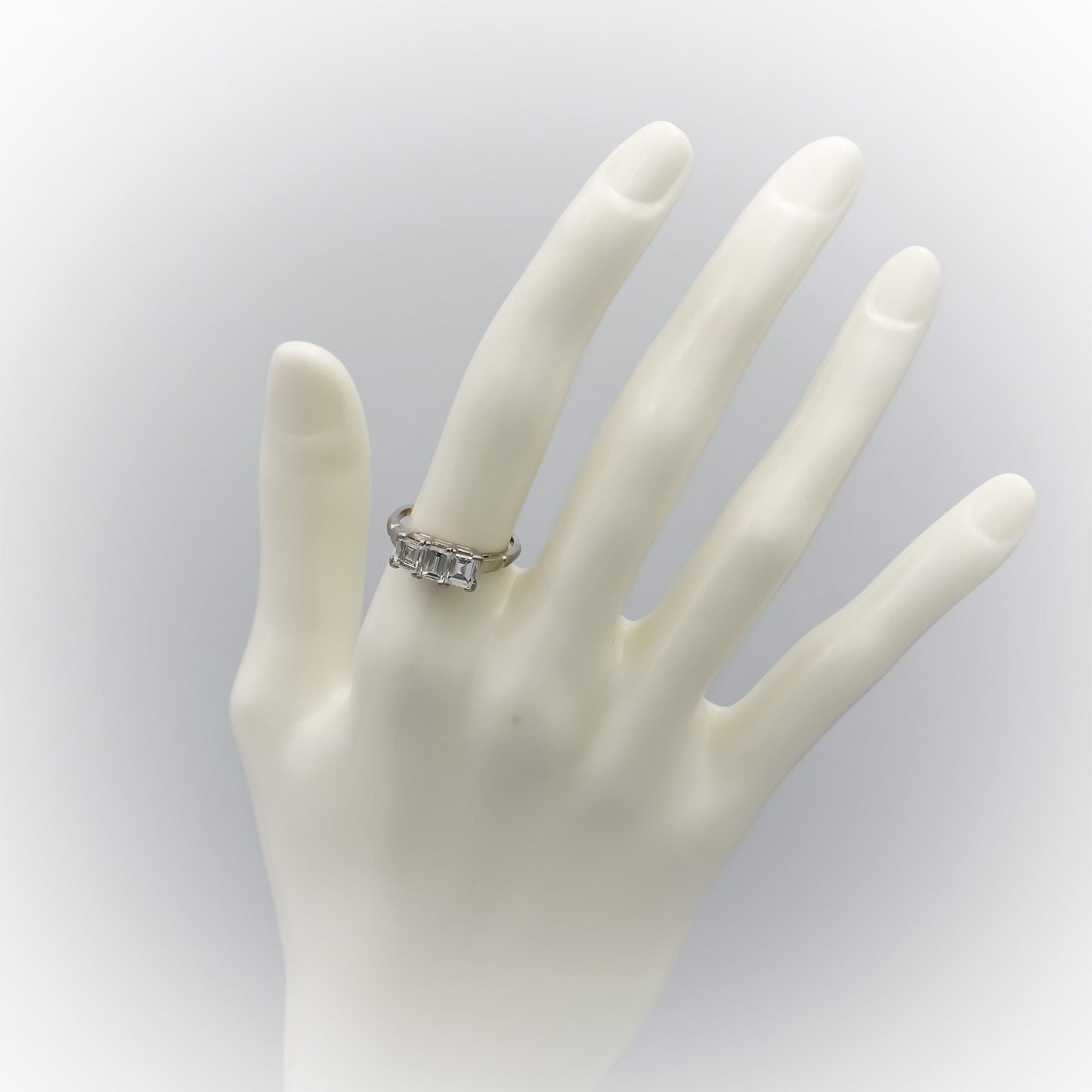 Vintage Antique Platinum VS Emerald Cut Diamond Three Stone Ring 1.15CT Size 5.5