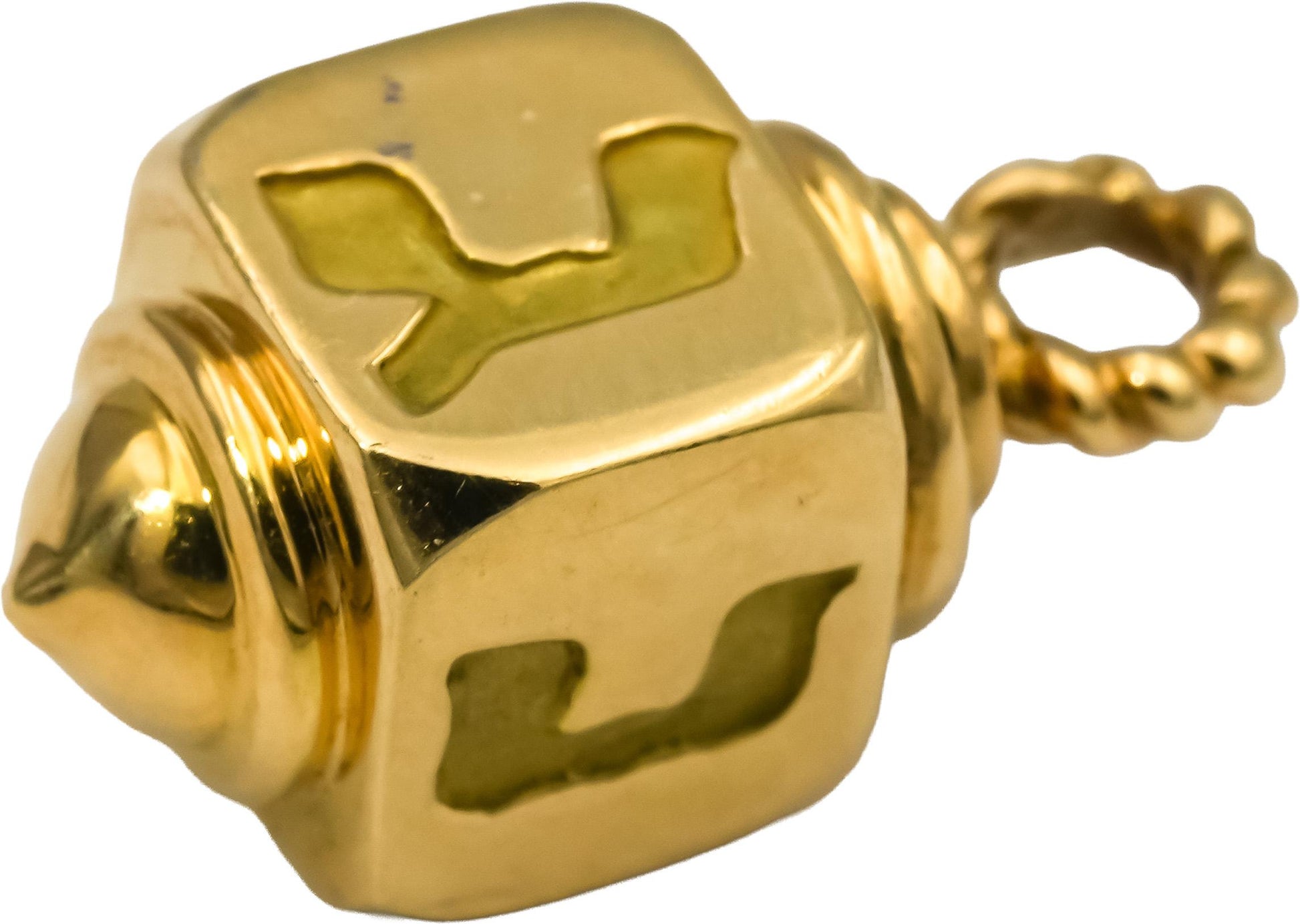 TIFFANY & CO. 18k Yellow Gold Dreidel Charm Pendant w/ Box and Pouch