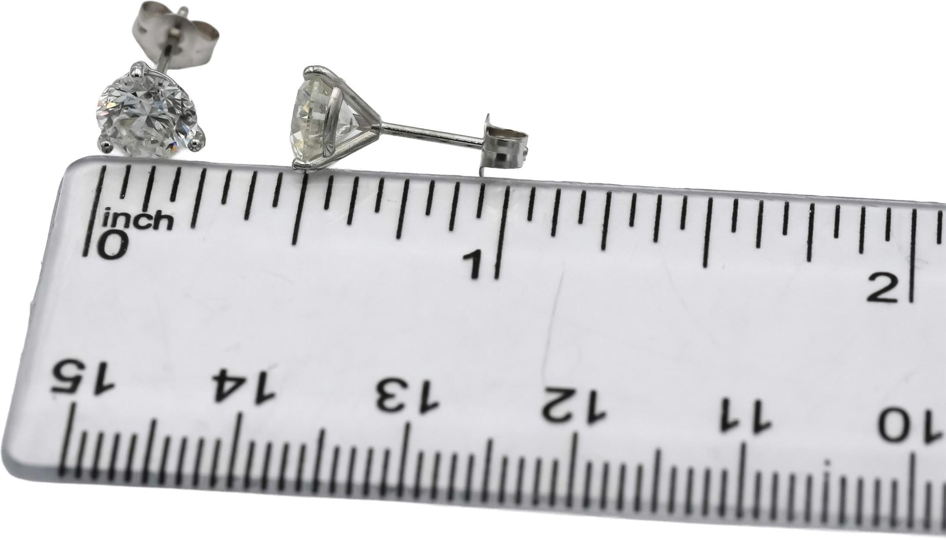 14k White Gold Round Diamond Martini Style Stud Earrings 2.12CT