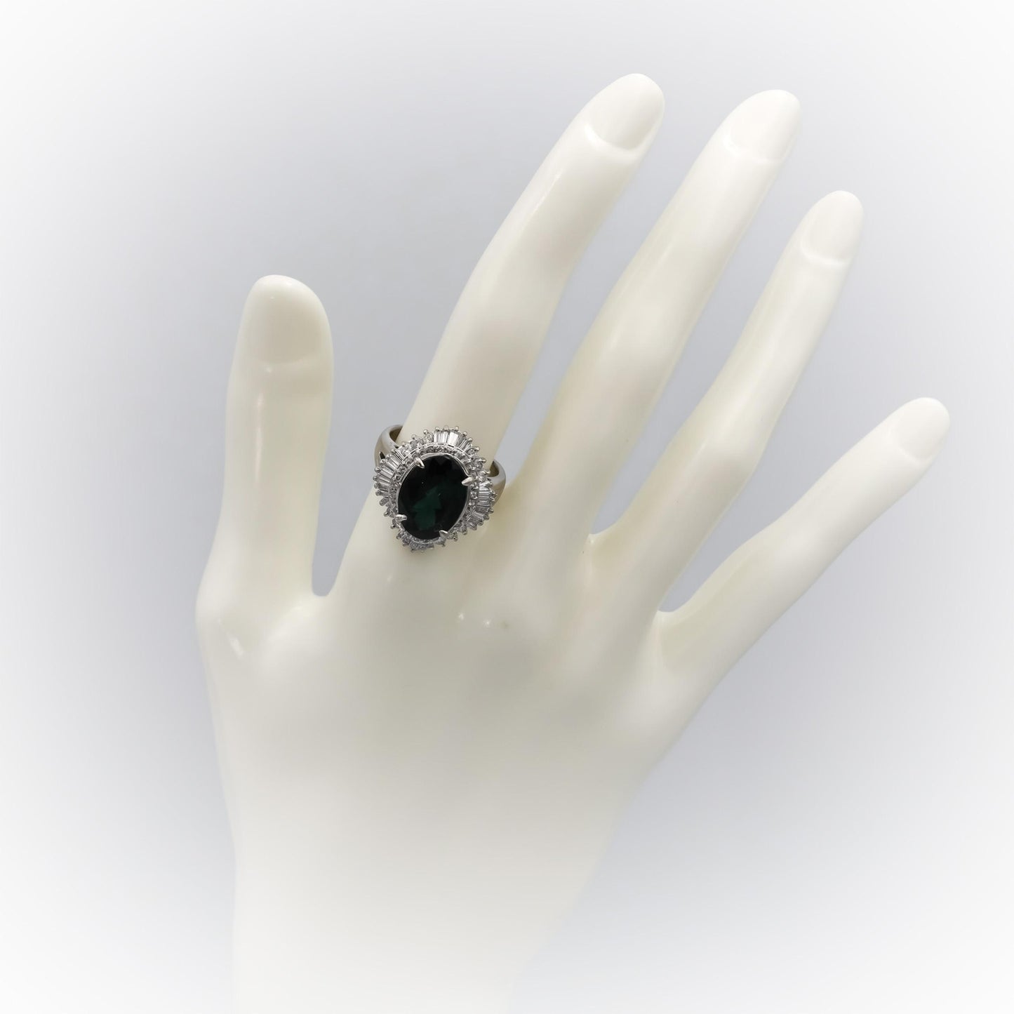 Platinum Diamond and Tourmaline Cocktail Ring 6.87CT Size 7.5