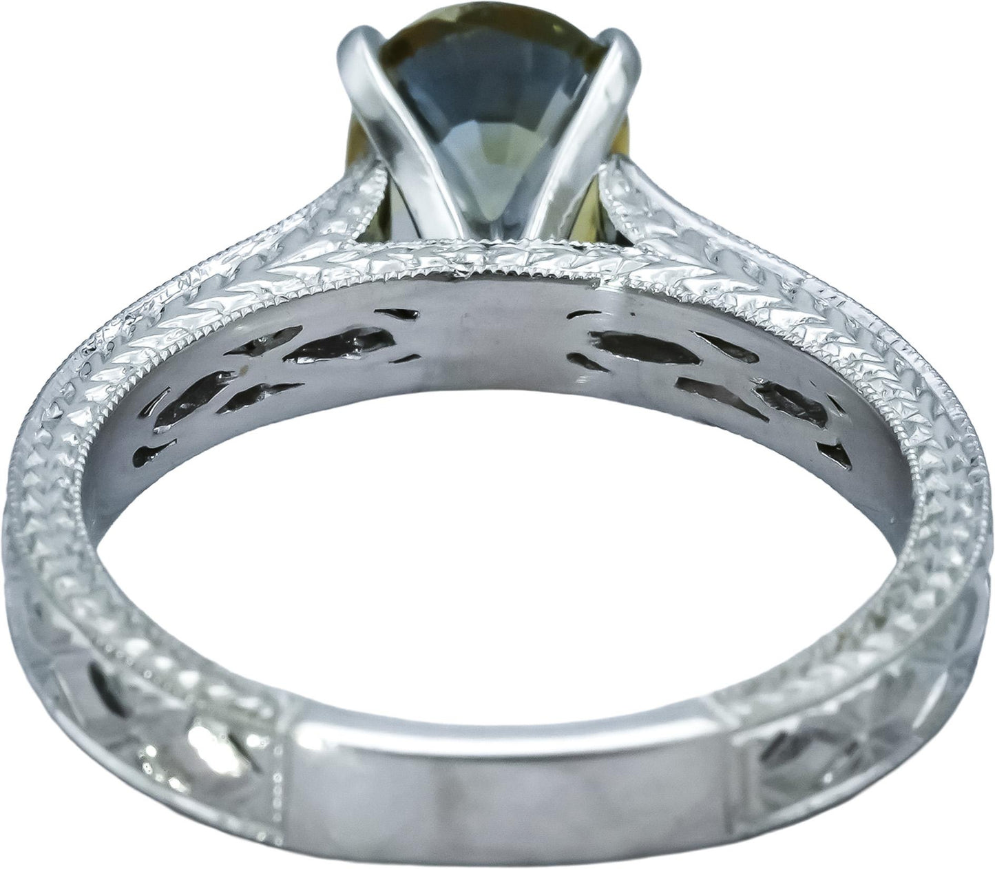 18k White Gold Diamond and Bi-Color Sapphire Ring 1.84CT Size 6.5