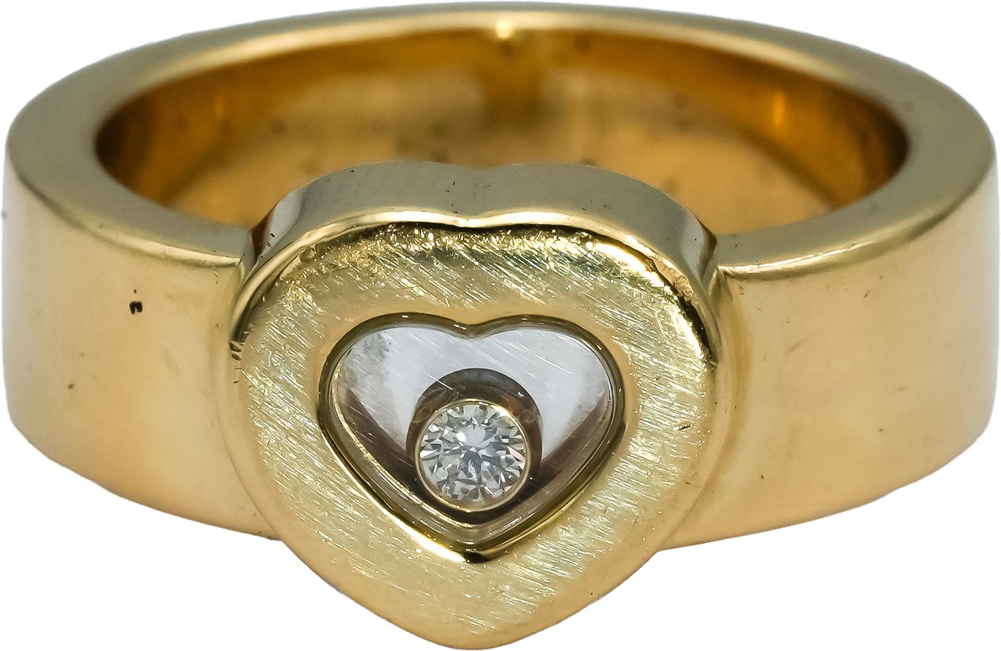 CHOPARD 18k Yellow Gold Happy Diamond Heart Ring Size 5.75 w/ Box Papers