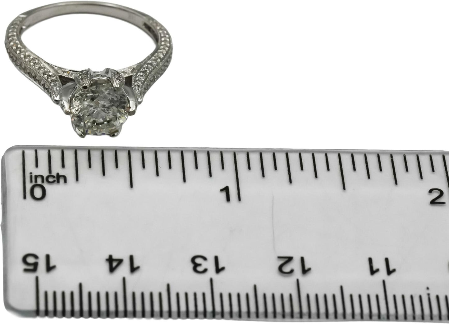 14k White Gold Round Diamond Engagement Ring 2.02CT w/ 1.52CT Center Size 7