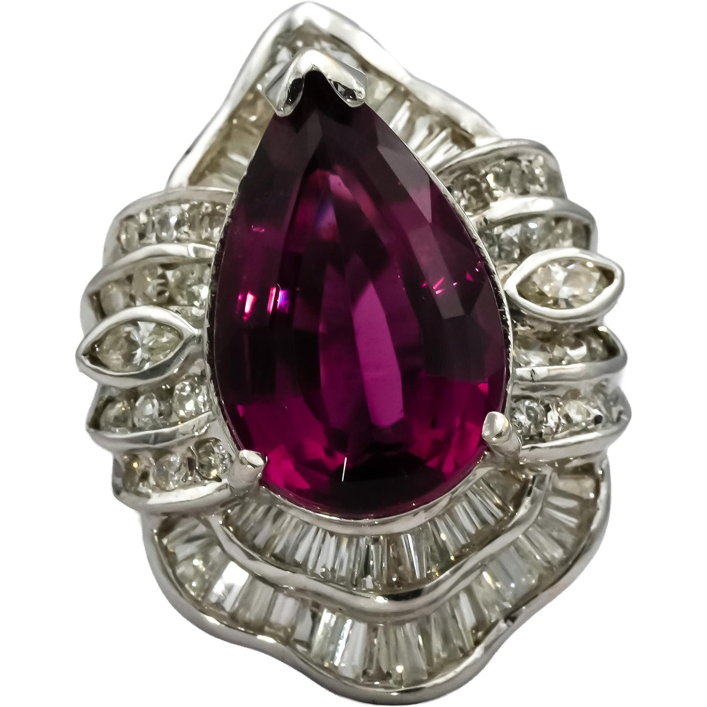 18k White Gold Tourmaline and Diamond Cocktail Ring 5.30CT Size 7.5