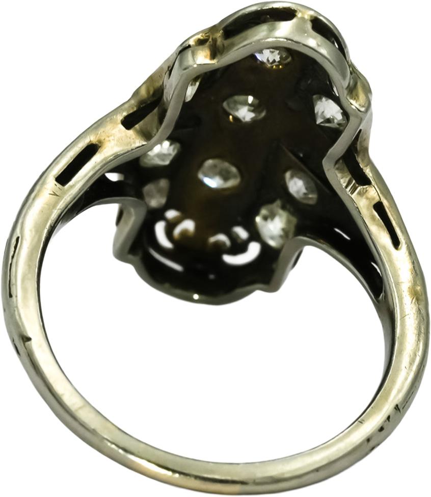 Vintage Antique 18k White Gold Diamond Filigree Dinner Ring 0.60CT Size 5.25