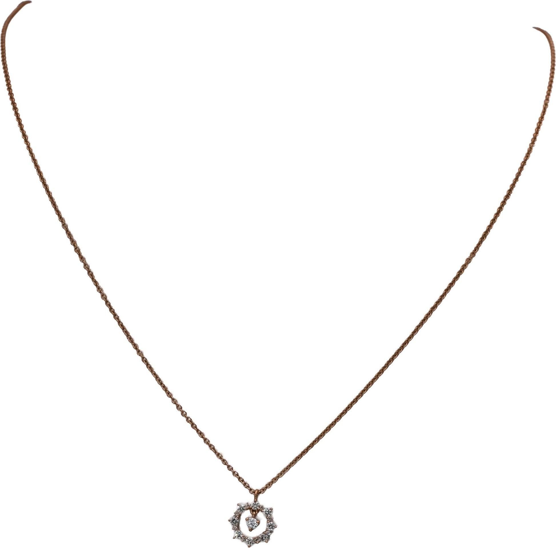 14k Rose Gold VS Round Diamond Pendant Necklace 0.25CT