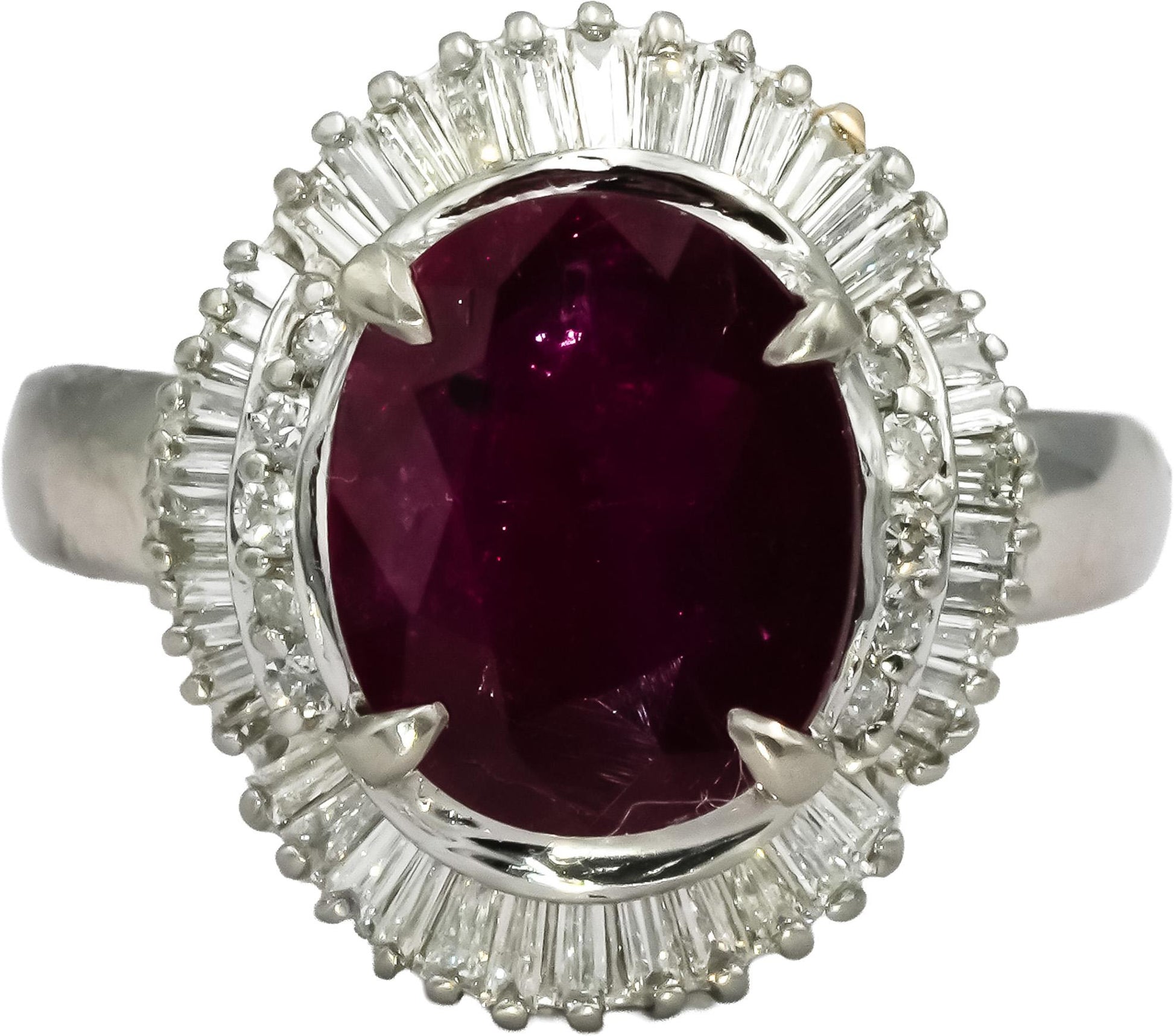 Platinum Diamond and Ruby Halo Cocktail Ring 3.88CT Size 6.25