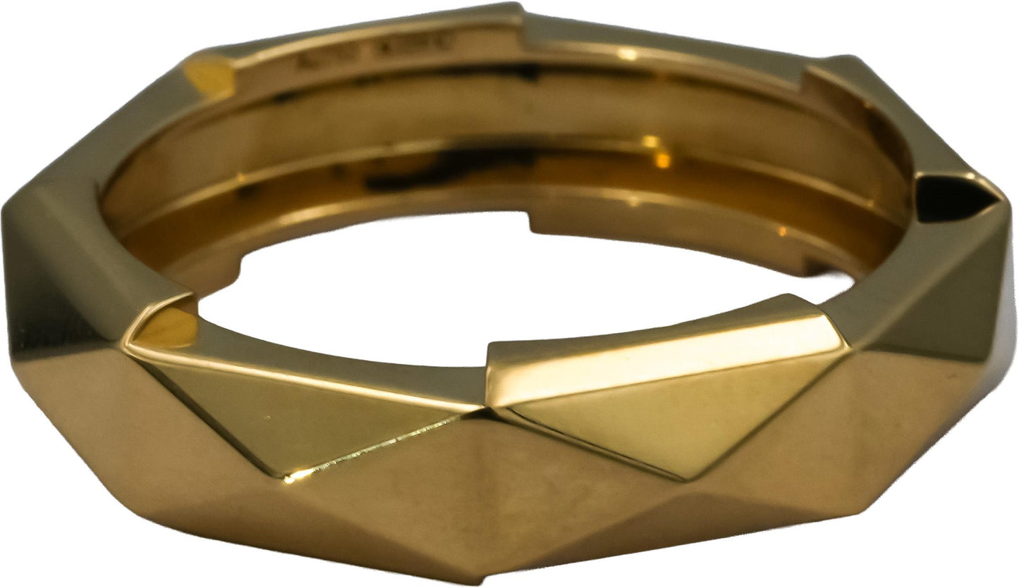GUCCI 18k Yellow Gold Link to Love Studded Ring w/ Box and Pouch Size 10