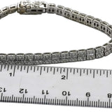 10k White Gold Round and Baguette Cut Diamond Line Bracelet 6.0CT