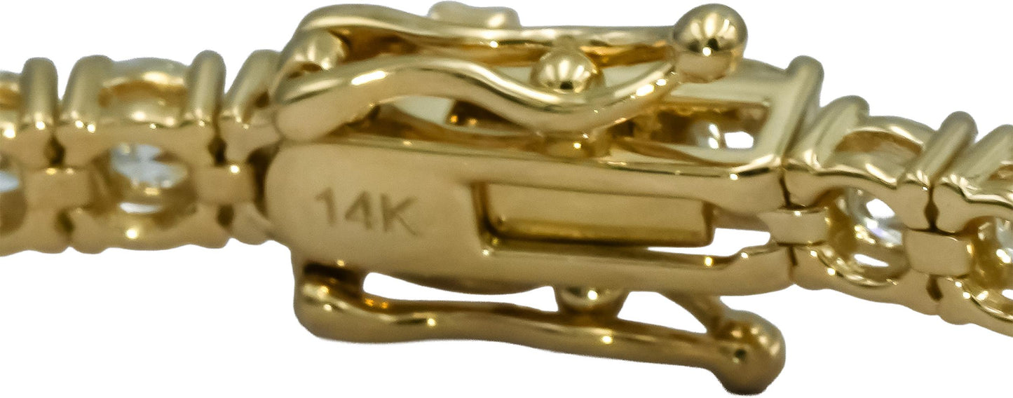 14k Yellow Gold VS Round Diamond Tennis Bracelet 7.03CT