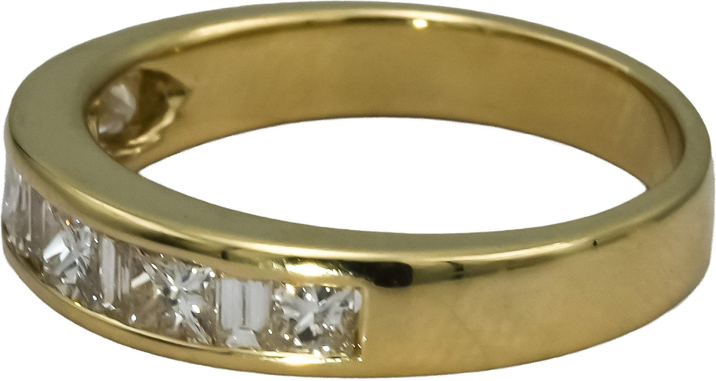 14k Yellow Gold Baguette Princess Diamond Anniversary Band Ring 0.75CT Size 6.25