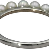 MIKIMOTO 18k White Gold 3.5mm Akoya Pearls Band Ring Size 9.5 w/ Box