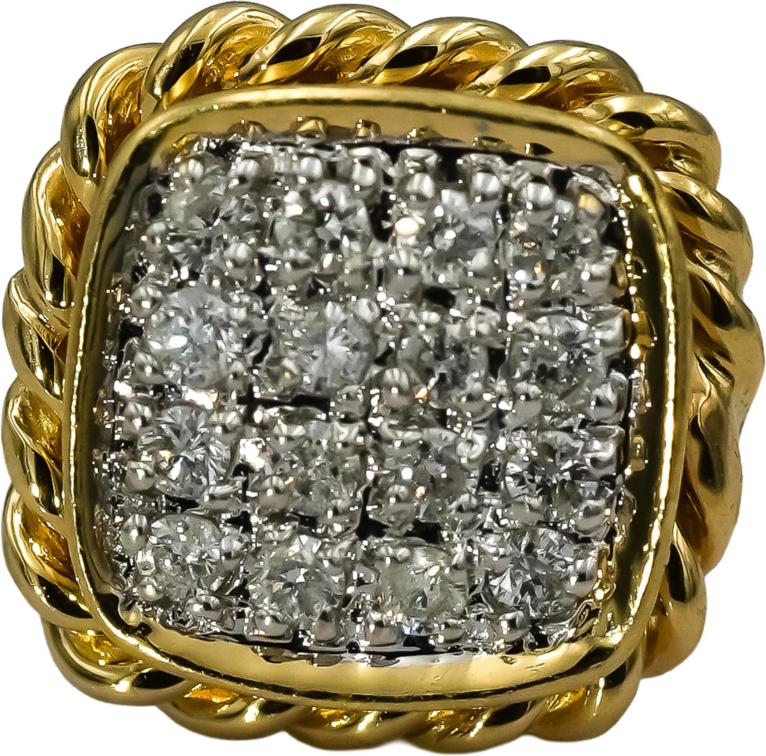 14k Yellow Gold VS Round Diamond Cluster Stud Earrings 0.33CT