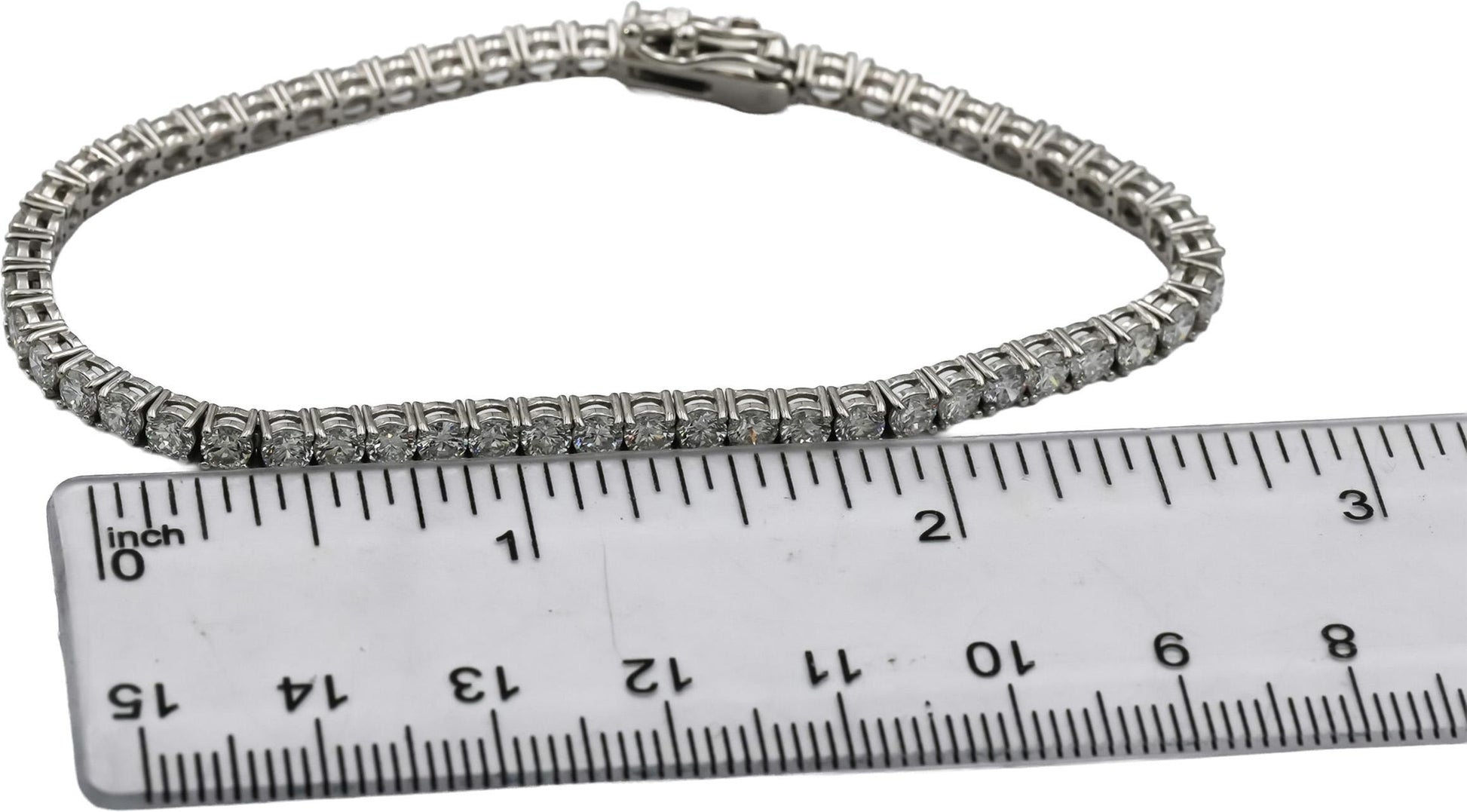 14k White Gold VS Round Lab-Grown Diamond Tennis Bracelet 6.82CT