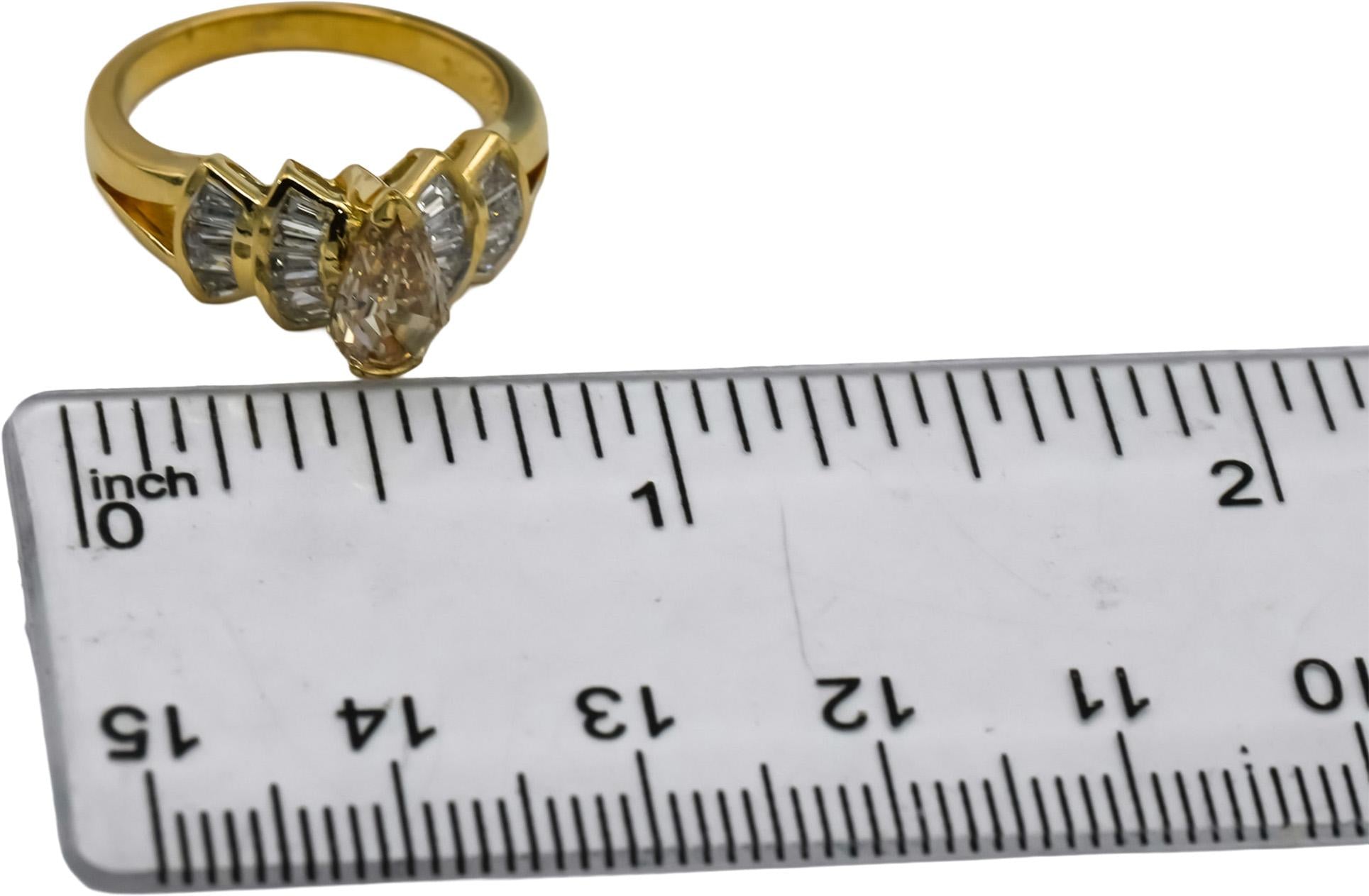 18k Yellow Gold VS Diamond Cocktail Ring 1.29CT w/ 0.94CT Center Size 6