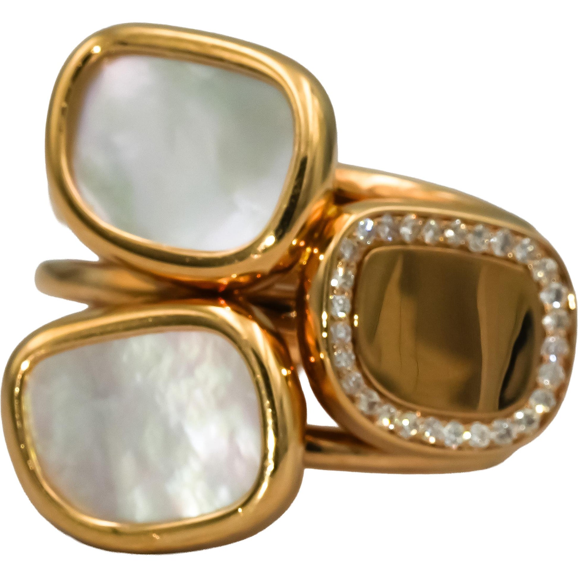 ROBERTO COIN 18k Rose Gold Diamond and Mother of Pearl Ring 0.15CT Size 6.5