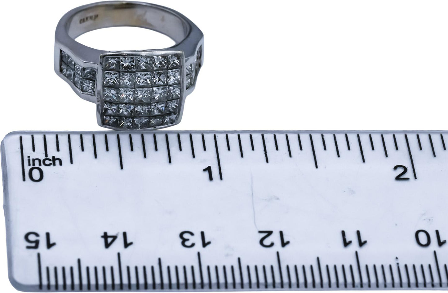 18k White Gold VS Princess Cut Diamond Cocktail Ring 2.50CT Size 5.5