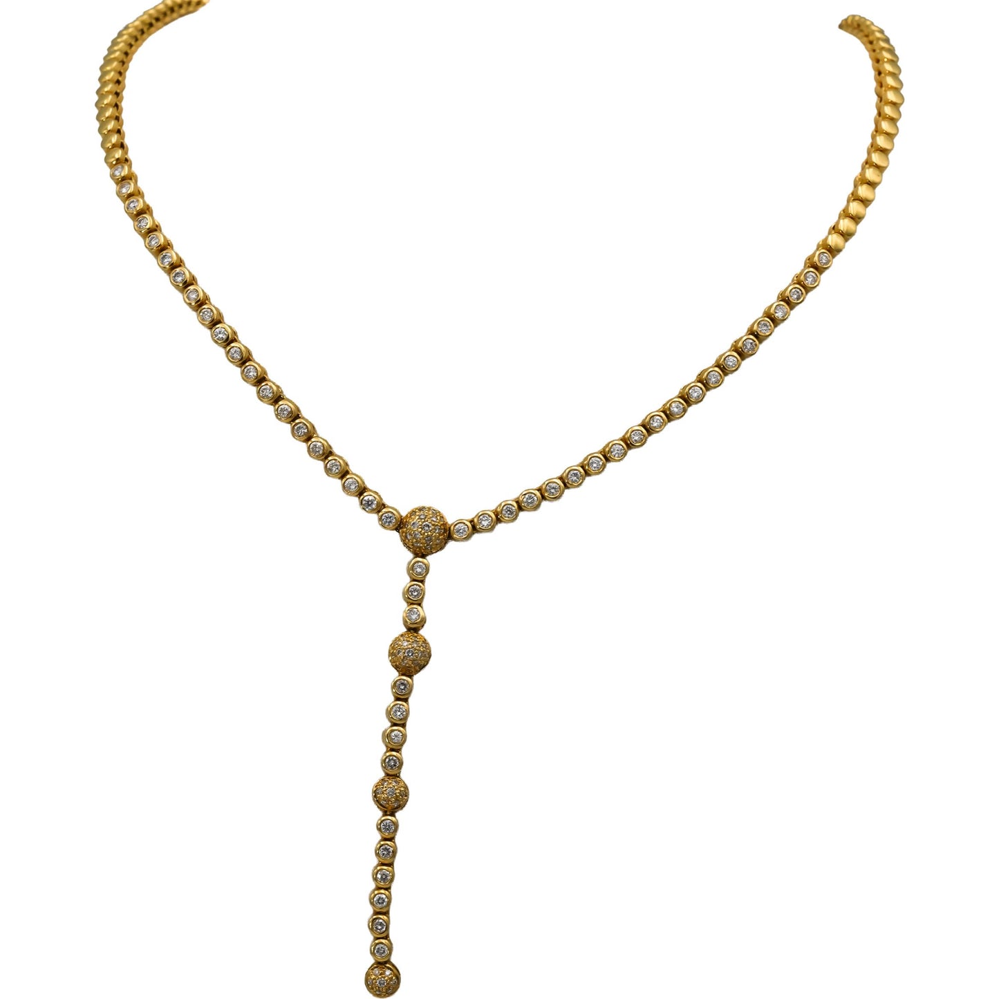 SONIA B. 18k Yellow Gold VS Round Diamond Necklace 2.75CT