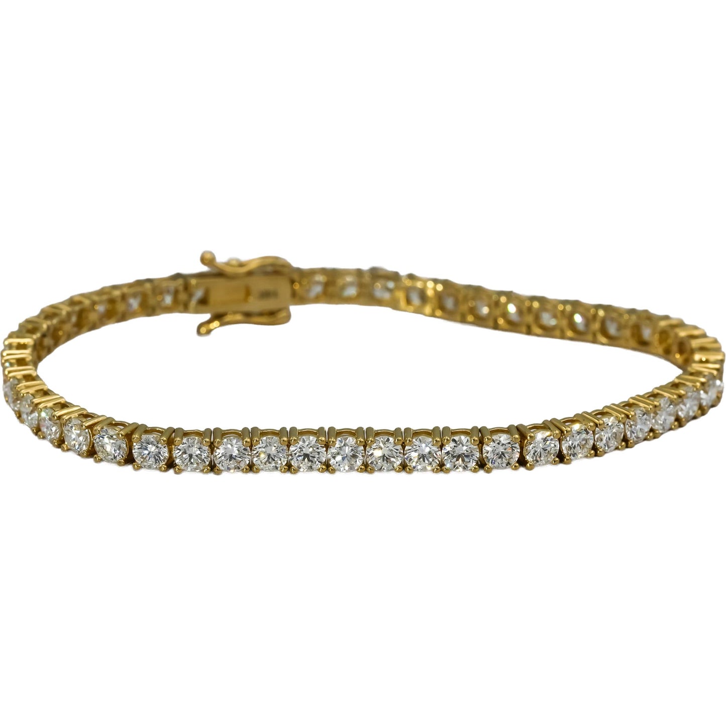 14k Yellow Gold VS Round Diamond Tennis Bracelet 9.08CT